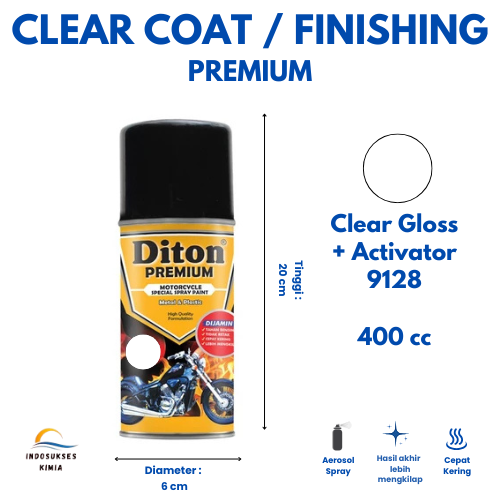 Diton Premium Clear Gloss Plus Activator / Diton Cat Semprot / Finishing Coat / 400 cc